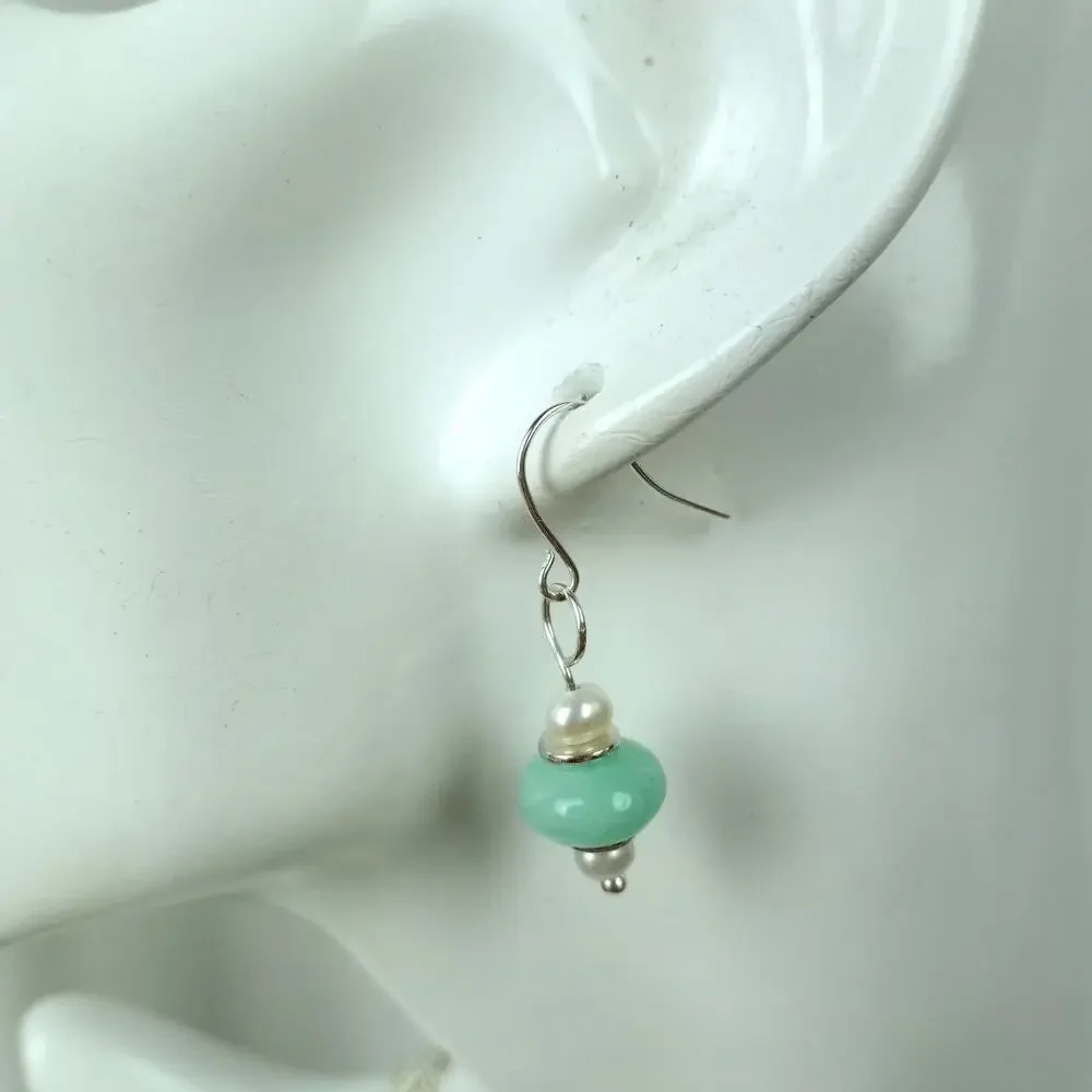 HANDMADE Gemstone & Pearl Necklace Earrings Set